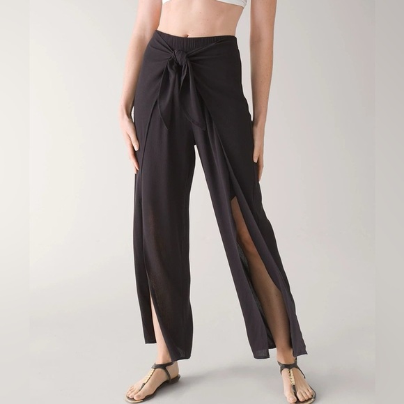 White House Black Market Other - White House Black Market Tie-Front Wrap Beach/Swim Pants Black with Leg Slit Sm